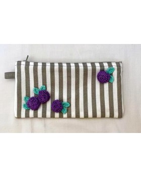 Happy Threads Pretty Cotton Storage Pouch (GREY)